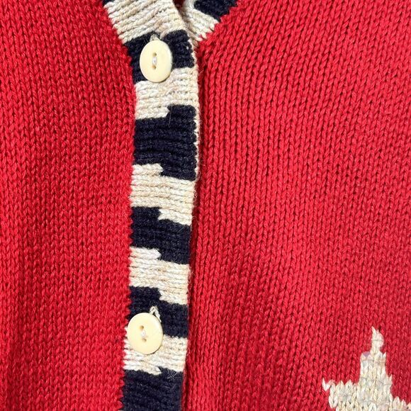 Quacker Factory Sweater Large Red Star Stripe Sequin Flag Cardigan Short Sleeve - Picture 5 of 12